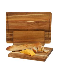 MegaChef 3 Piece Acacia Wood Cutting, Prep and Serving Boards